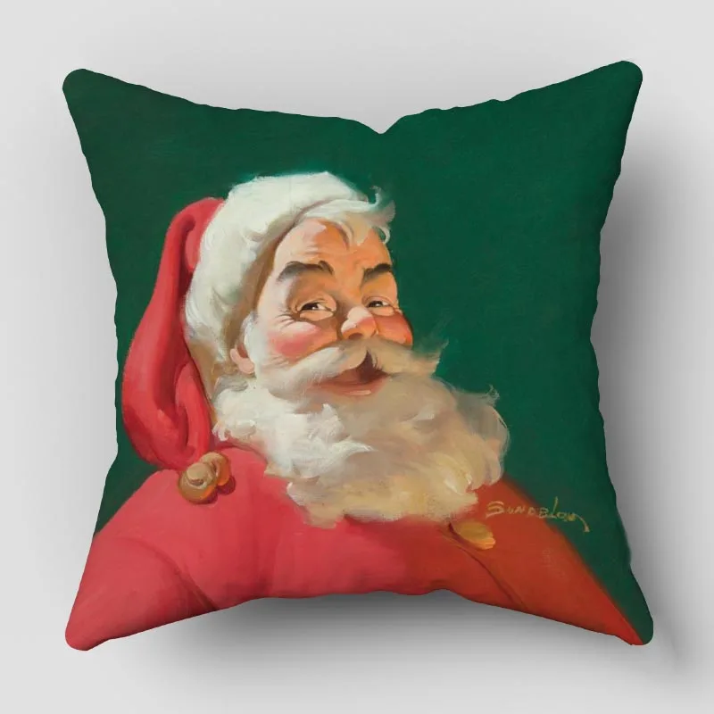 Musife Santa Claus Pillowcase Art Square Zippered Pillow Cover 35*35,40*40,45*45cm wholesale