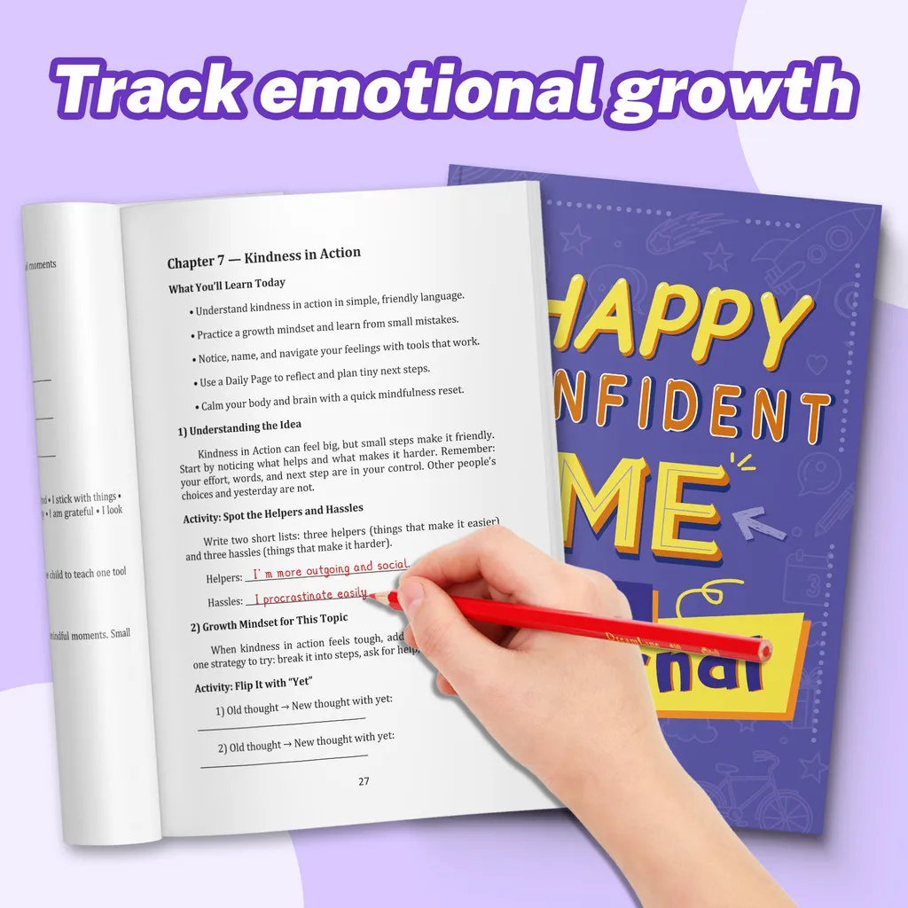 Happy Confident Me — Daily Journal for Kids: Mood Tracker, Confidence Builders &Emotional Learning Workbook |Mindfulness Prompts