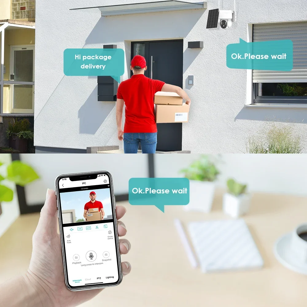 Imagem -05 - Câmera ip Solar ao ar Livre Voz Bidirecional Detecção Humana Pir ai Monitoramento de Segurança Cctv Ptz Icsee 4g hd 2.5k 4mp