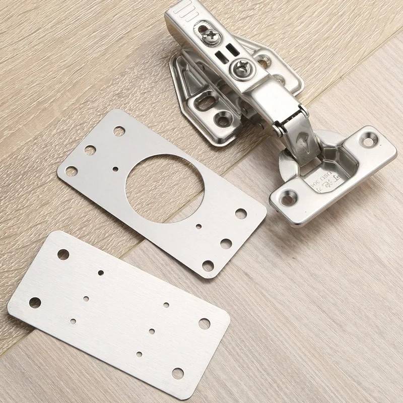 A Set of Stainless Steel Cabinet Door Hinge Repair Piece Fixed Cabinet Door Damage Repair Reinforcement Mounting Plate Screw 2P