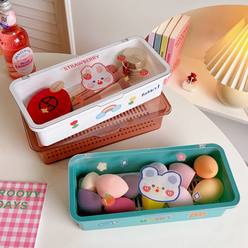 

Dustproof cosmetic Pencils storage box with cover Transparent Cotton swab makeup remover cotton Beauty egg desktop finishing box