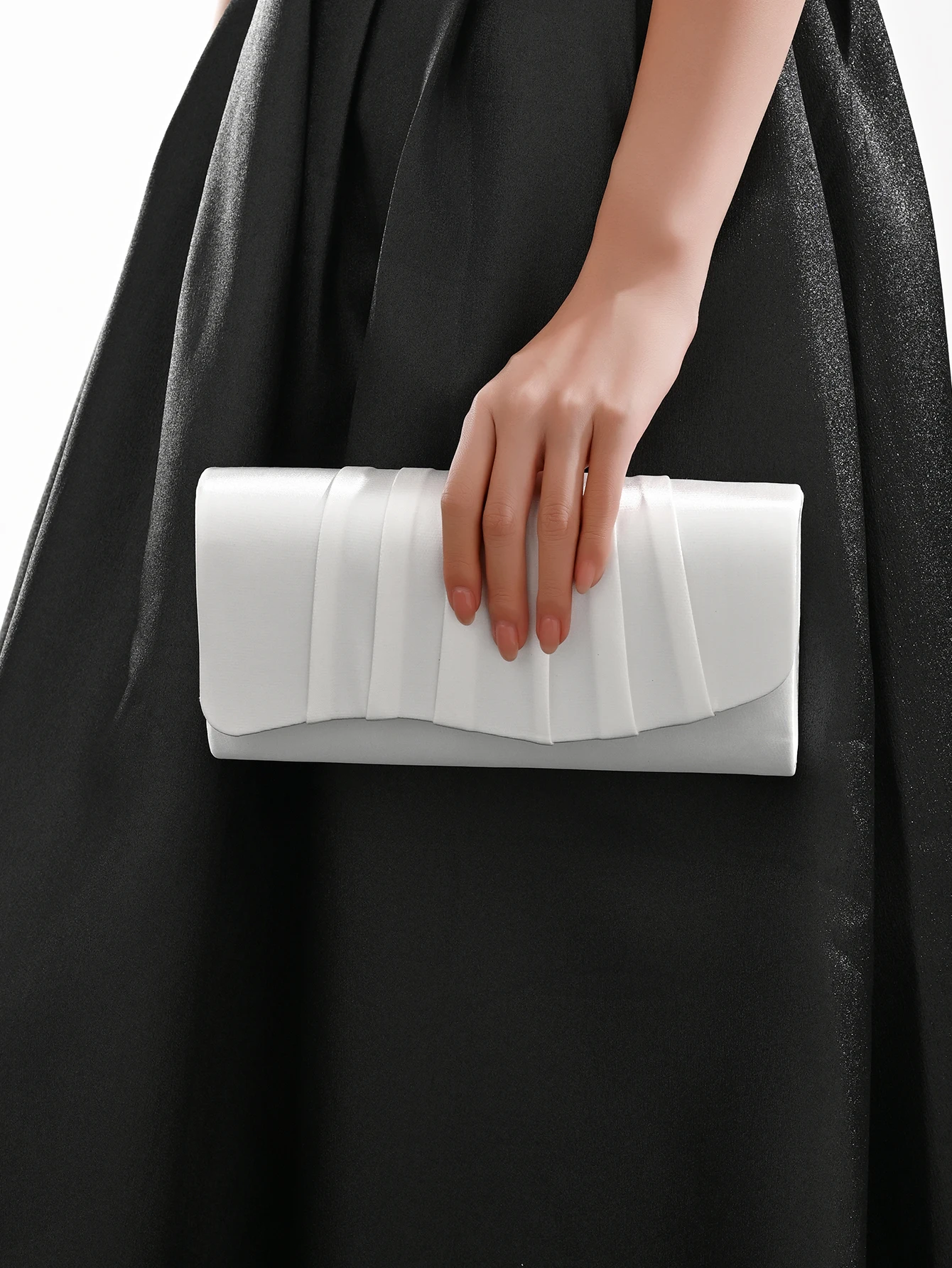 Damen-Dinner-Tasche, plissiert, einfarbig, Clutch, Party, Abendessen, Hochzeit, leicht, luxuriös, Umschlag, Abendtasche für Abschlussball, Abendessen/Bankett – Detail 17