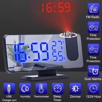 LED Digital Projection Alarm Clock Electronic Alarm Clock with Projection FM Radio Time Projector Bedroom Mute Clock C