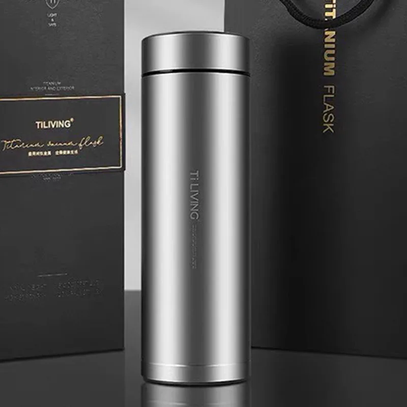TiLIVING-Pure Titanium Thermos Cup,Vacuum Double Layer,Frosted,Drinkware,High-end Gift,Business Teacups,Water Bottle,420ml,500ml