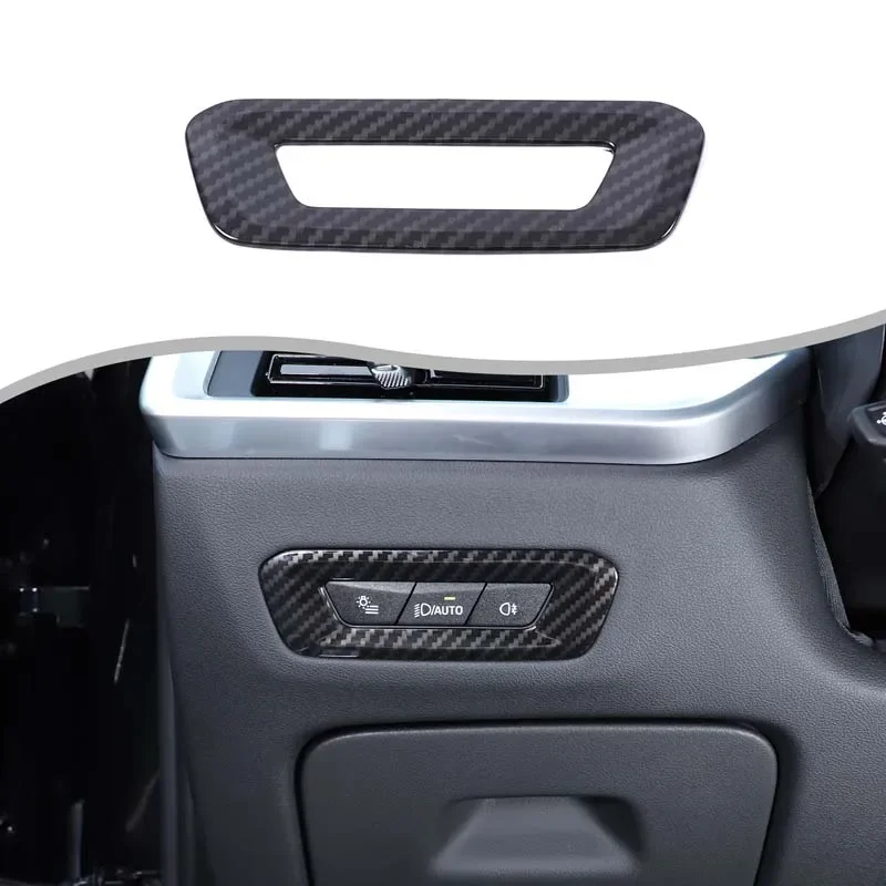 Real Carbon Fiber For BMW X5 G05 X6 G06 2023+ Car headlight switch decorative frame sticker car interior accessories 1Pcs