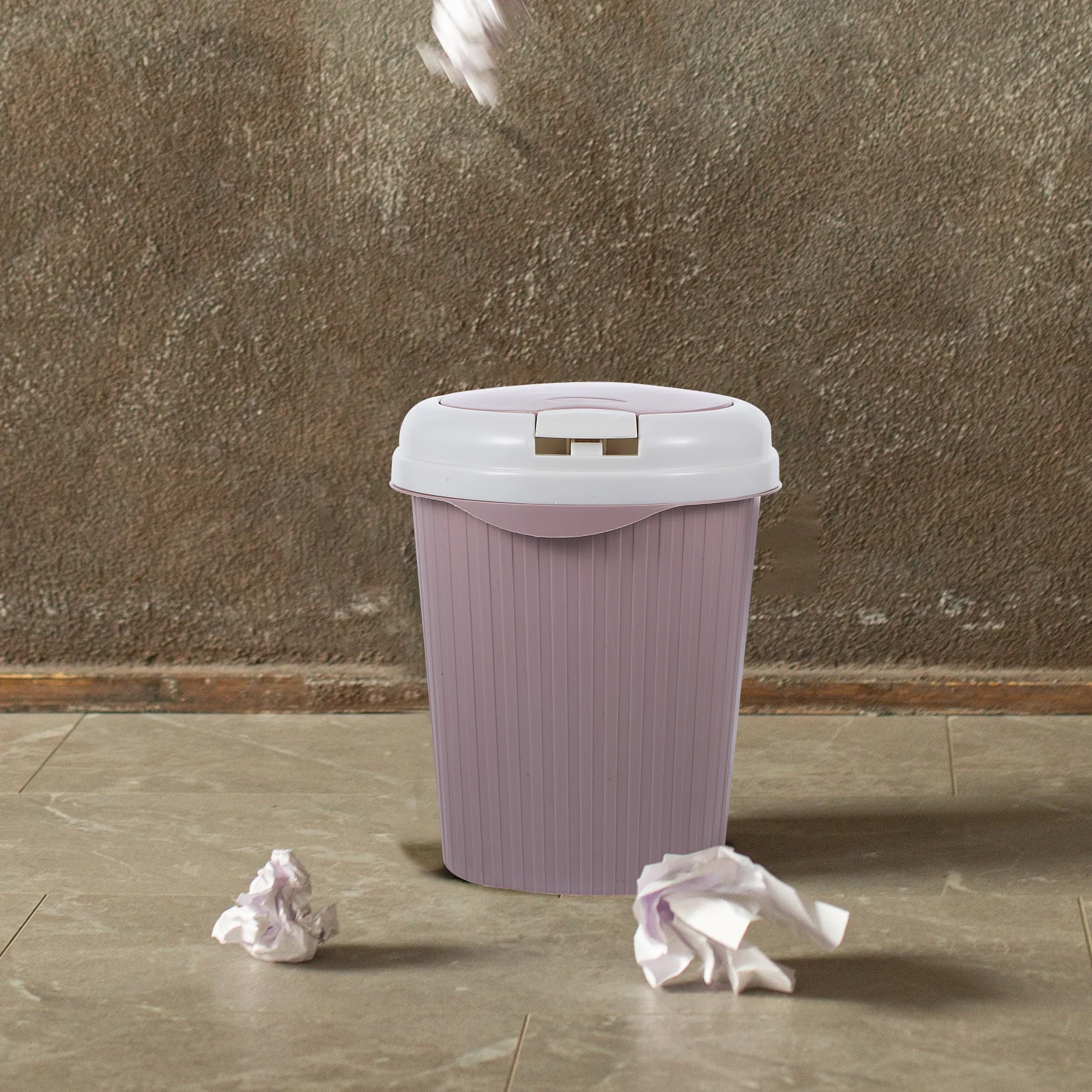 

Simple Trash Can Garbage Countertop Bin Cute Bathroom Desk Office Flip Lid