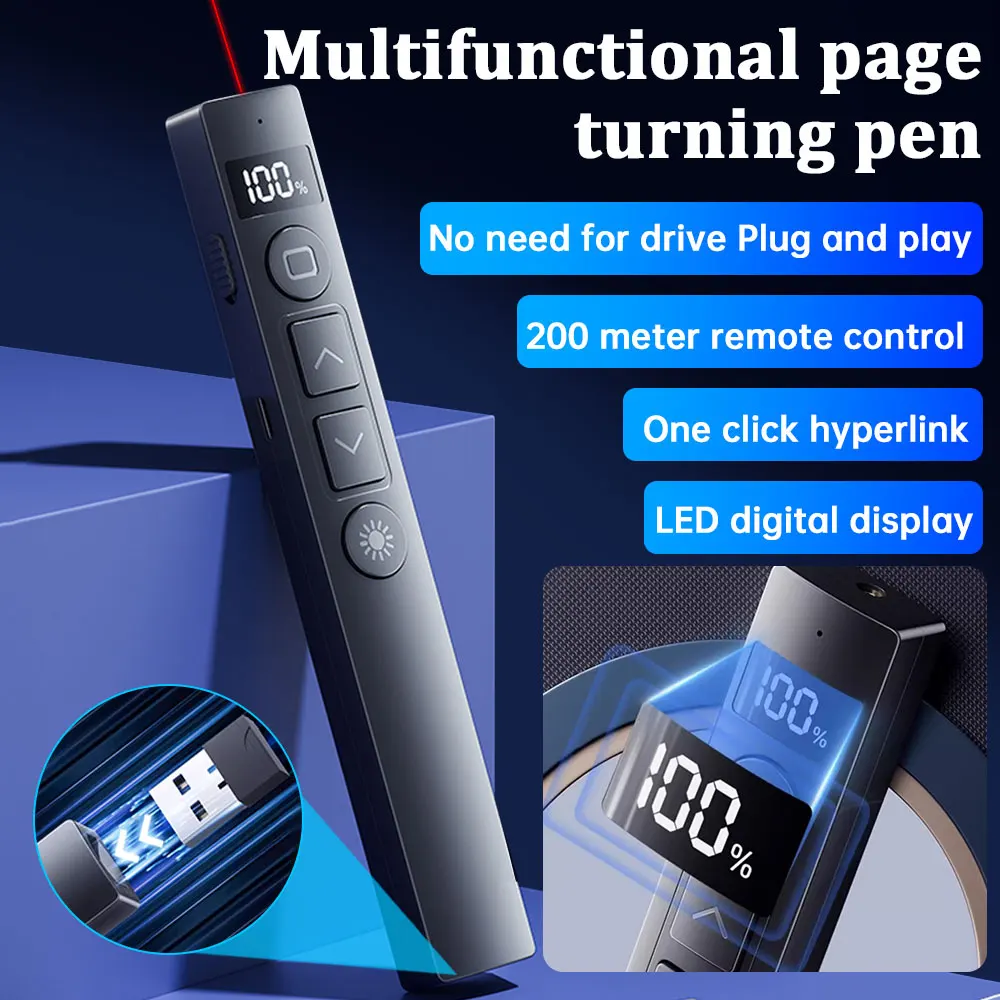 

2024 Pen Remote Control Pen Increase Productivity Power Electronic Chargeable Teaching Demonstration Presentation Laser Pointer