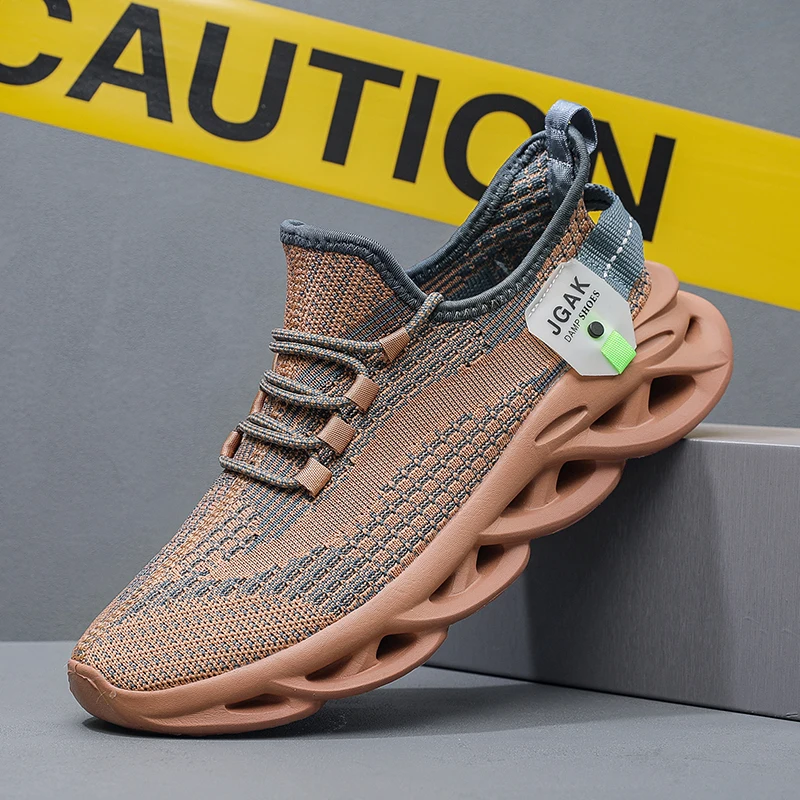 Summer Men Sports Running Black Jogging Shoes Casual Sneakers Outdoor Breathable Mesh Women Light Shock-absorption Black Tennis