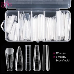 BNG 98/120/145Pcs Dual Forms Nails Set Acrylic Dual System Molds for Nails Almond Poly Extension Gel Mould with Scale Reusable