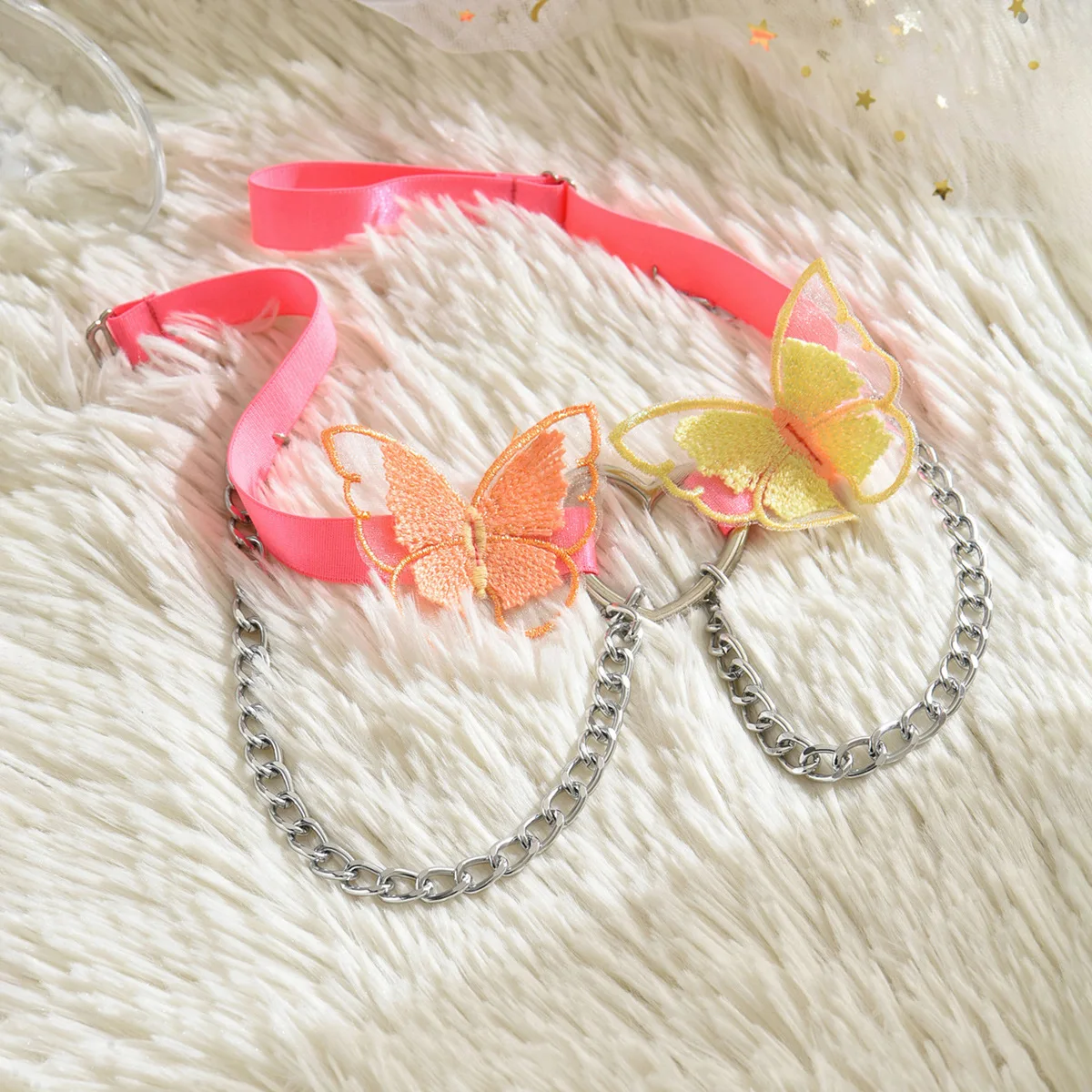 Anneau de jambe réglable en chaîne de jambe d'amour papillon de couleur Sexy pour jeune femme rose et tendre