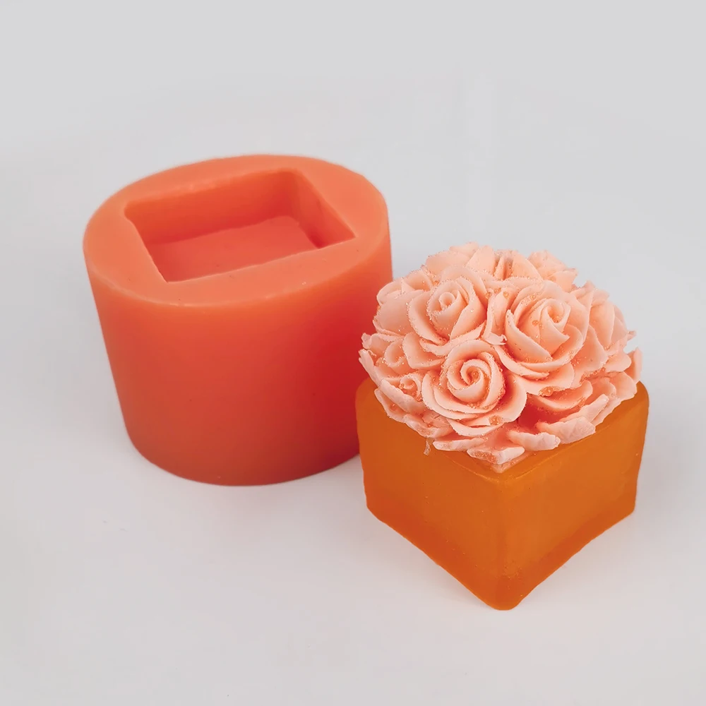 

PRZY Flower Mold Roses Mix Floral Bouquet Flower Base Decoration Plant Soap Silicone Candle Moulds Making Clay