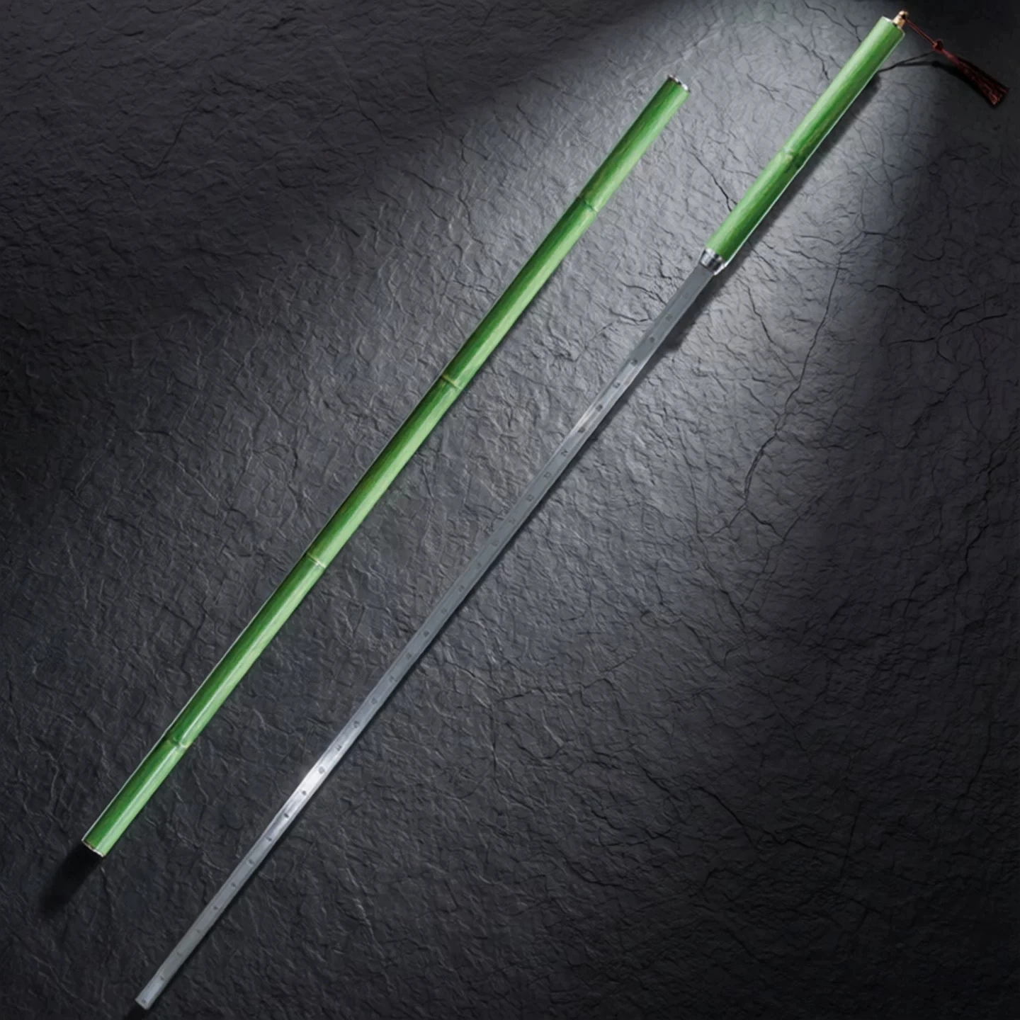 Zhen Tian Duanji Hidden Ruler Stick Sword Marked Steel Blade Imitation Green Bamboo Handle & Scabbard Free Black Sword Stand