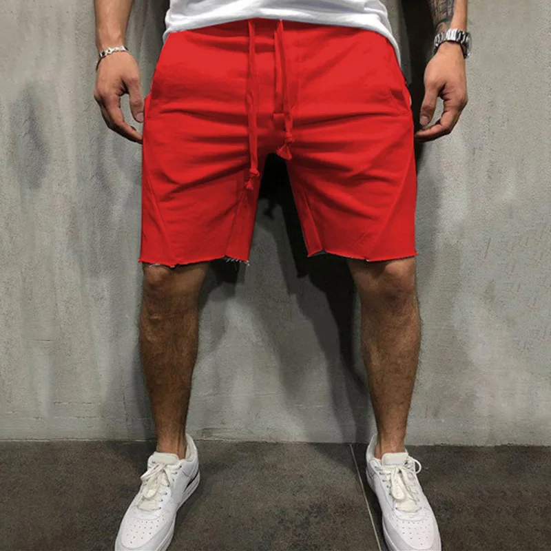 Mens Home Gym Crossfit Shorts Wild Style Solid Color Ripped Athletic Short Pants Jogger Workout Shorts 10 Color