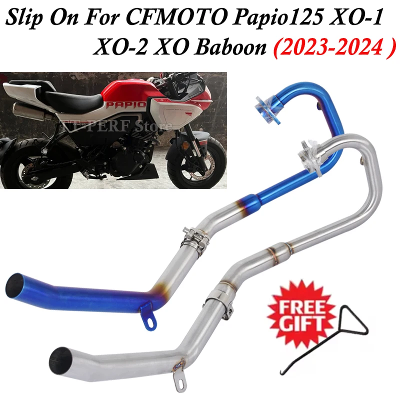 

For CFMOTO Papio 125 XO-1 XO-2 XO Baboon Racing 2023 2024 Motorcycle Exhaust Escape Systems Stainless Link Pipe Original Muffler