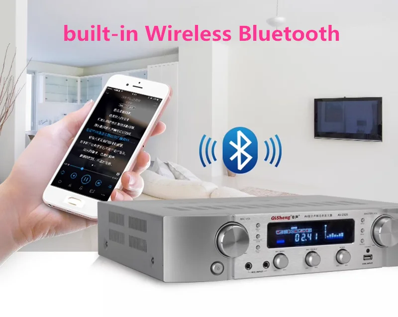 Remote Control 4 Channel AV-2325 C5198 A1941 Tube 350W Stereo Bluetooth USB Lossless Music Decoding Home Karaoke Audio Amplifier