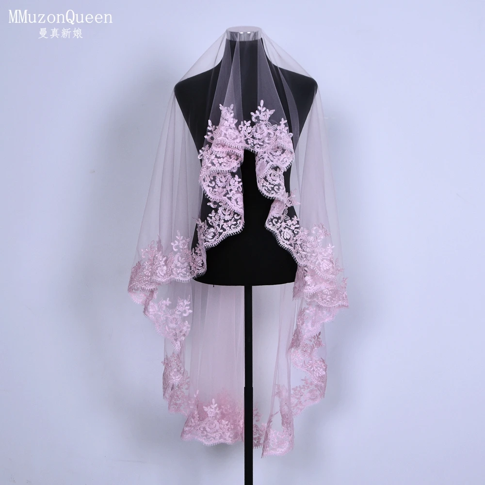 

Роскошная однослойная прозрачная сетчатая свадебная фата TOPQUEEN с высококачественной кружевной отделкой, расческа для волос в комплект не входит M115