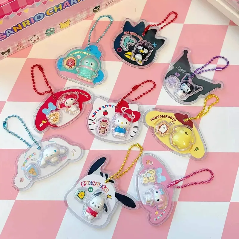 Anime Figure Hello Kitty Mymelody Kuromi Blind Box Toy Pearl Chain Ornament Cute Doll Model Collection Pendant Gifts