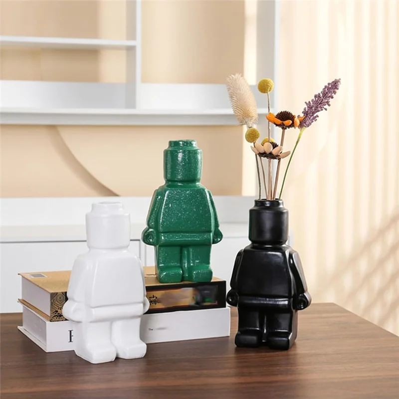 ABZL Decorazione d'interni moderna Articoli Vaso robot Vaso da fiori per interni Decorazioni per scrivania da ufficio