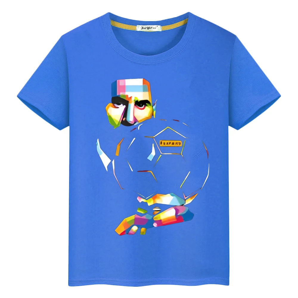 Messi avatar 100% bawełniana koszulka casualowe krótkie chłopięce urocze bluzki y2k jednoczęściowa piłka nożna z nadrukiem Kawaii anime Tees kids clothes girls