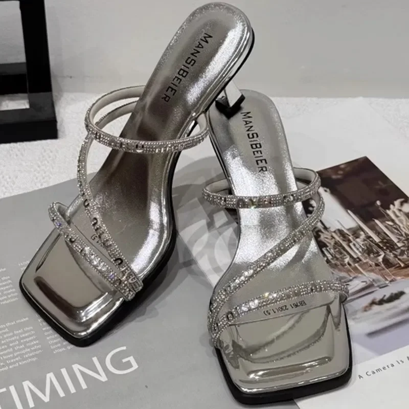 pop-summer-open-toe-high-heels-women's-sensation-slippers-diamond-bule-outdoor-wear-pu-material-anti-slip-rubber-sole-sandals