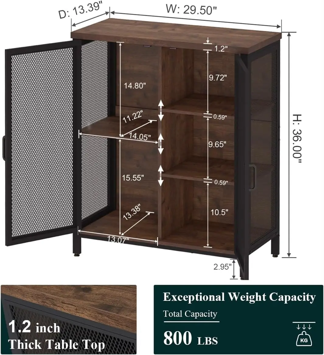 Bar Cabinet for Liquor, Small Storage Cabinet for Home Kitchen, Farmhouse Buffet Sideboard Table Station, Industrial