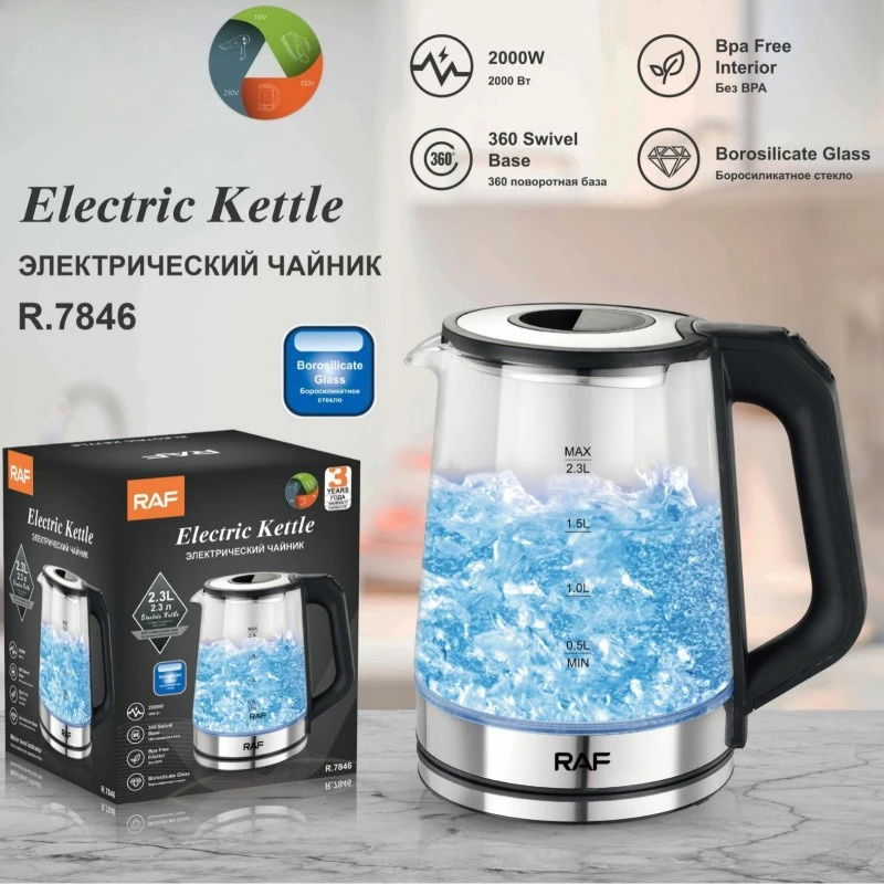 

Стандарт ЕС, бытовой электрический чайник из боросиликатного стекла, синий свет, паровой электрический чайник, горшок для здоровья, многофункциональный чайник