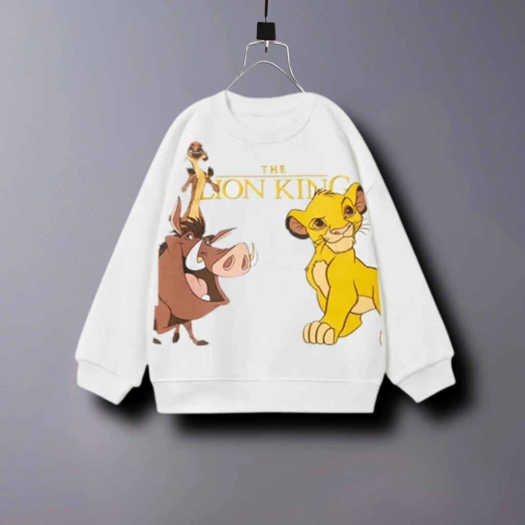 Felpa per ragazzi con stampa leone Abbigliamento autunnale Top larghi casual a maniche lunghe Felpa con cappuccio Girocollo Moda Abiti popolari per bambini 1-6 anni