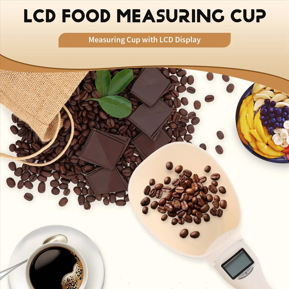 ABNH Pet Food Measuring Scoop Dog Food Measuring Cup,Digital Scale Spoon Detachable Cup Feeding Bowls for Measuring Pets Food