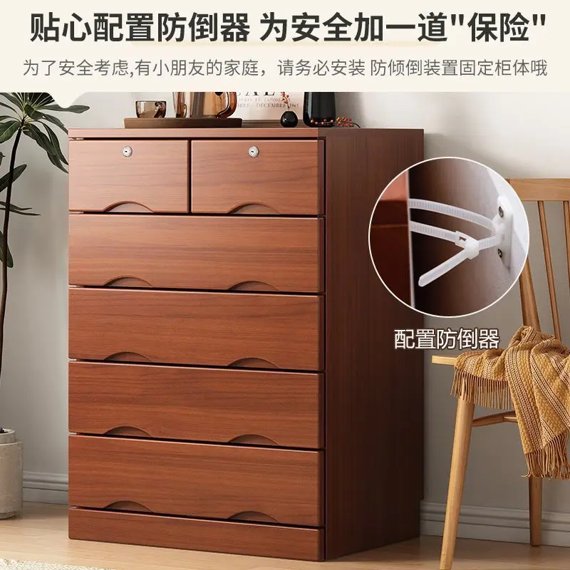 Solid wood storage TV storage Multi-layer locker