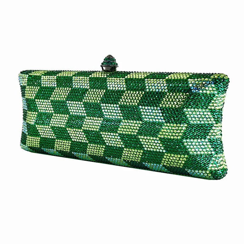 

Luxury Women's Evening Bag Clutch Diamond Green Gold Red Check Colorblock Wedding Party Christmas Gift Banquet Crossbody Bag