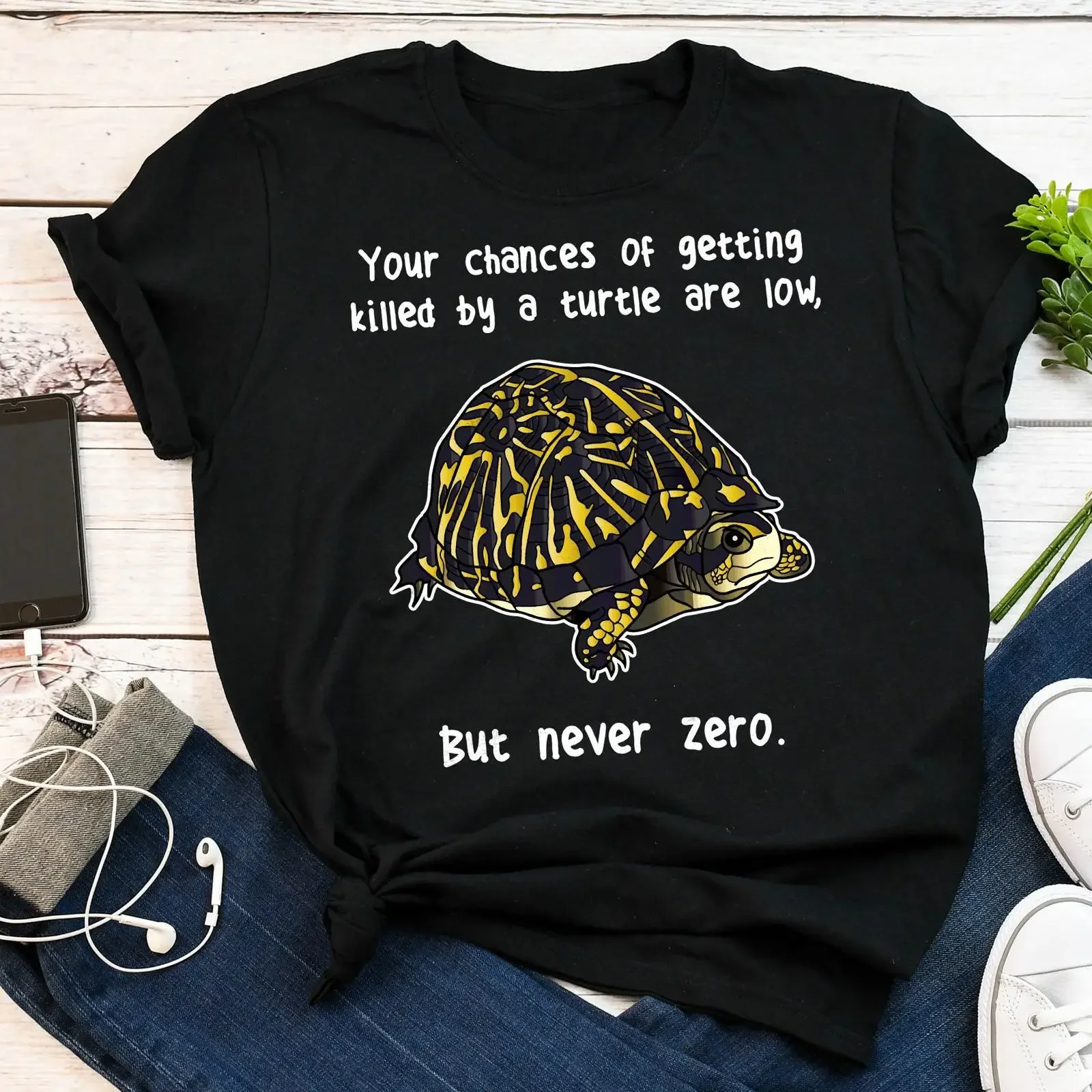 Funny Never Zero Box Turtle Meme T Shirt Reptile Pet Lover Casual Tops for Fans vintage Washed Stylish Comfortable Soft Unisex