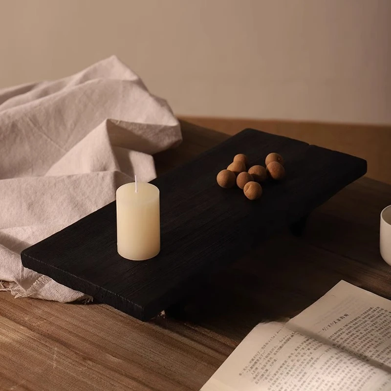 ‌Wabi Sabi Tea Tray Wood Dining Room Serving Board Natural Centerpiece for Tea Ceremony Zen Home Decor Farmhouse Display Plates