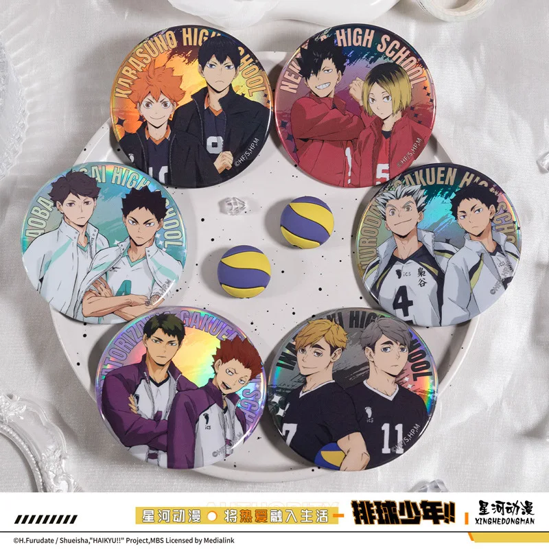 

Haikyuu!! Shoyo Hinata Tetsurou Bokuto Oikawa Tooru Ushijima Miya Osamu China Official Authorization Double Series 75mm Badge