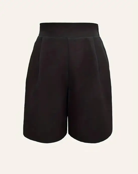 Spodnie damskie na lato 2025, jednolite, z wysokim stanem, plisowane, luźne, z prostymi nogawkami, codzienne, proste, uniwersalne szorty.