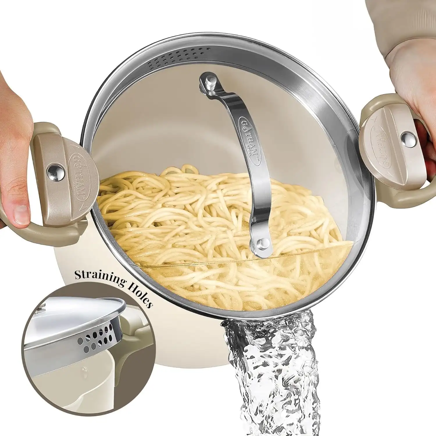 

Stock Pot 5 Quart Large Cooking Pasta Pot Nonstick Big Ceramic Soup Pot With Glass Lid Strainer Cream