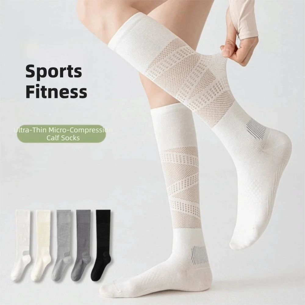 

Thin Style Sports Calf Socks Breathable Mesh High Elasticity Pressure Socks Odor Proof Summer Fitness Sports Calf Socks