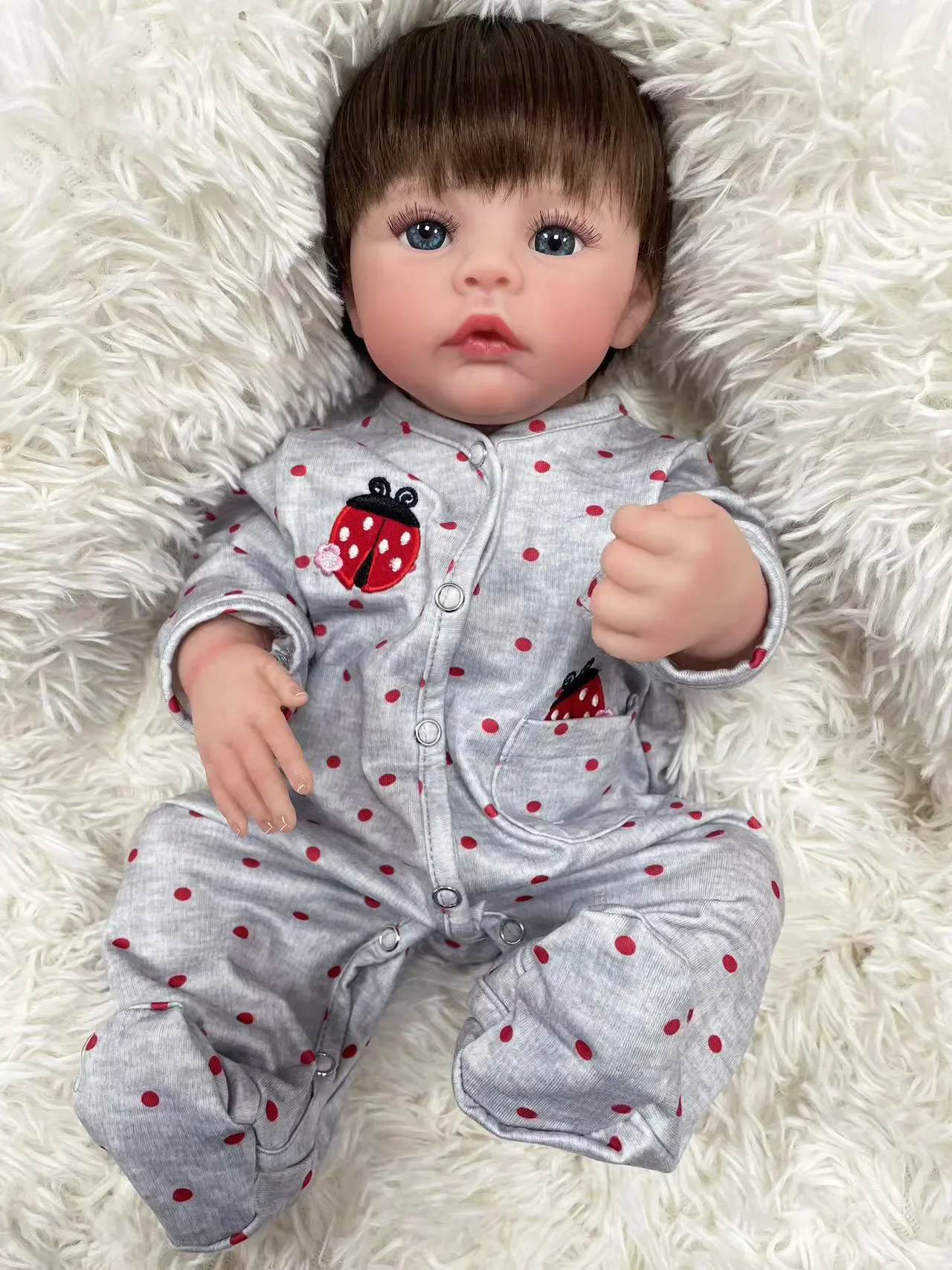 18inch Meadow Cloth Body/Full Vinyl Body Already Finished Paint Lifelike Reborn Doll with Visbile Veins Hand Rooted Hair