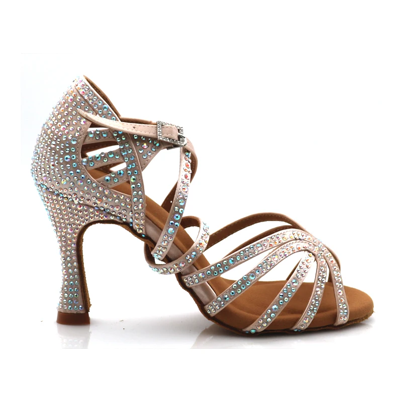 

Women Tango Salsa Latin Dance Shoes Ballroom Dance Heels Soft Sole Women Sandals Ladies Wedding Shoes Rhinestone Dance Shoes