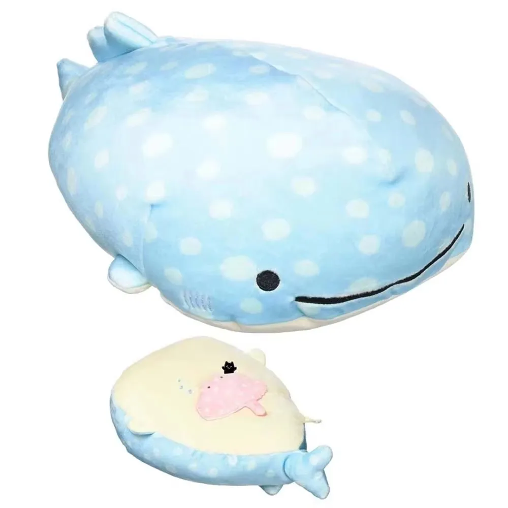 

Cute Jinbesan Blue Whale Shark Big Plush Pillow Cushion Stuffed Animals Doll Kids Gifts Toy 49cm