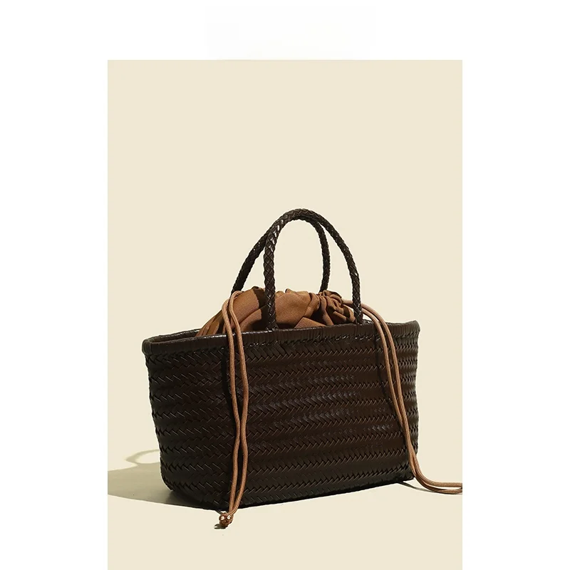 

DSGUTWO Retro Handwoven Tote Bag Handmade oulder Bag Handbag Casual Crossbody Bag Leather Material Briti Sle