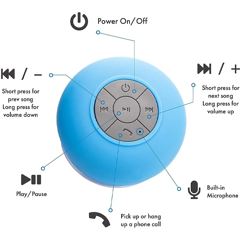 BTS-06 Sans Fil Portable Étanche Mini Bluetooth Haut-Parleur Musique Son Eau Voiture HautréusDegré HOShower Bar