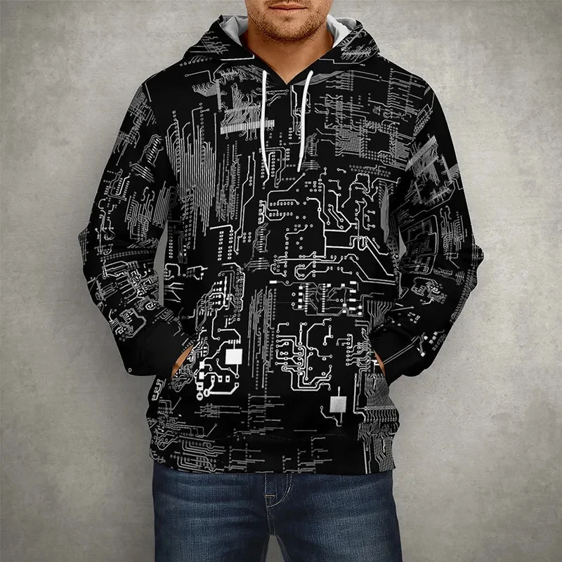 CPU Chip Graphic 3D Printing Hooded Sweatshirts 2024 Men Women Long Sleeve Hoodies Oversized Loose Streetwear Pullovers Clothing