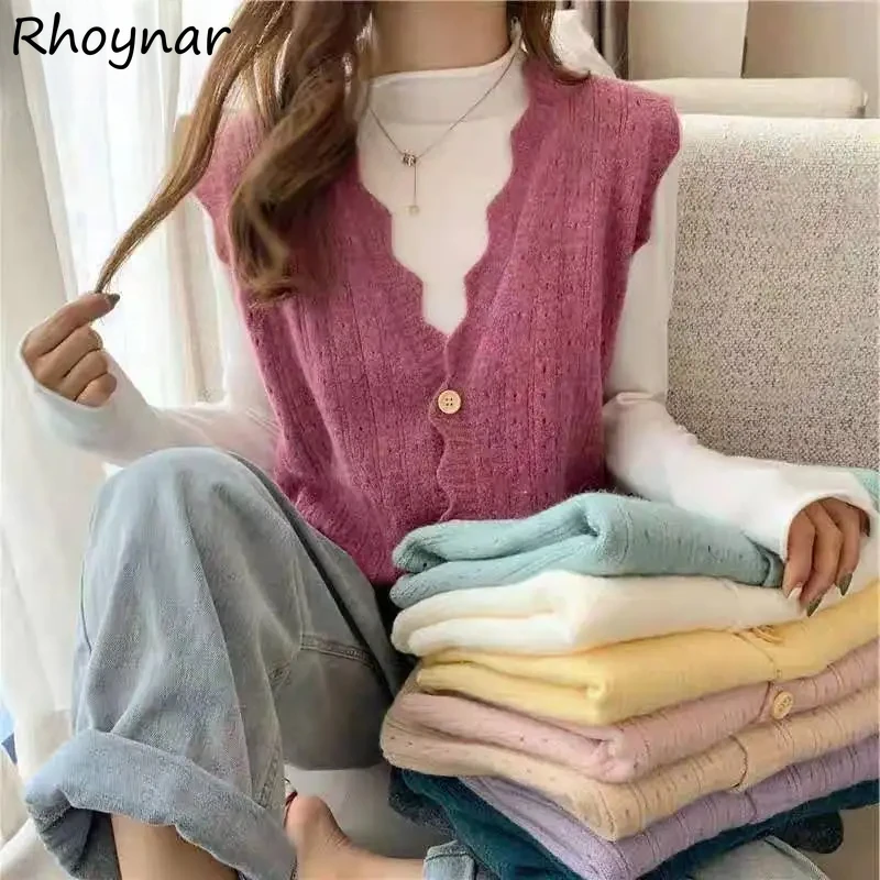 

Multi Color Sweater Vest Women Twist Casual Sleeveless Outerwear Spring Autumn All-match Knitted Single Breasted V-neck Crop Top