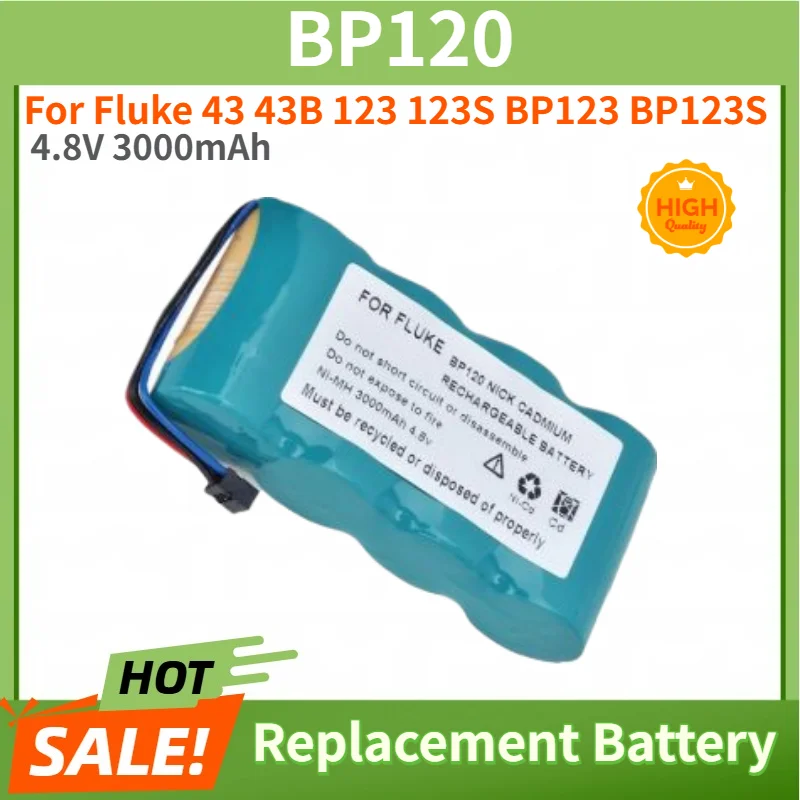 BP120 High Quality Battery 4.8V 3000mAh for Fluke Biomedical Corp 123 43B 123S 43 BP-120 BP123 BP123S Replacement Battery