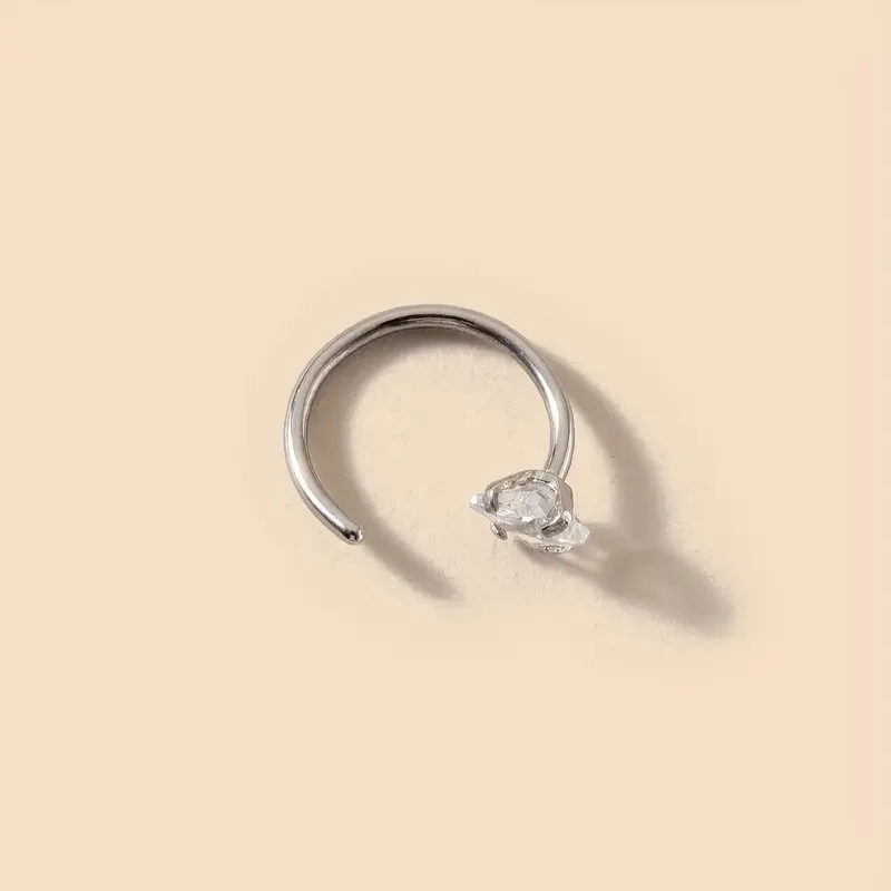 1pc Inlaid Shiny Zircon Hoop Nose Ring O-Shaped Nose Piercing Jewelry For Women Men Daily Wear