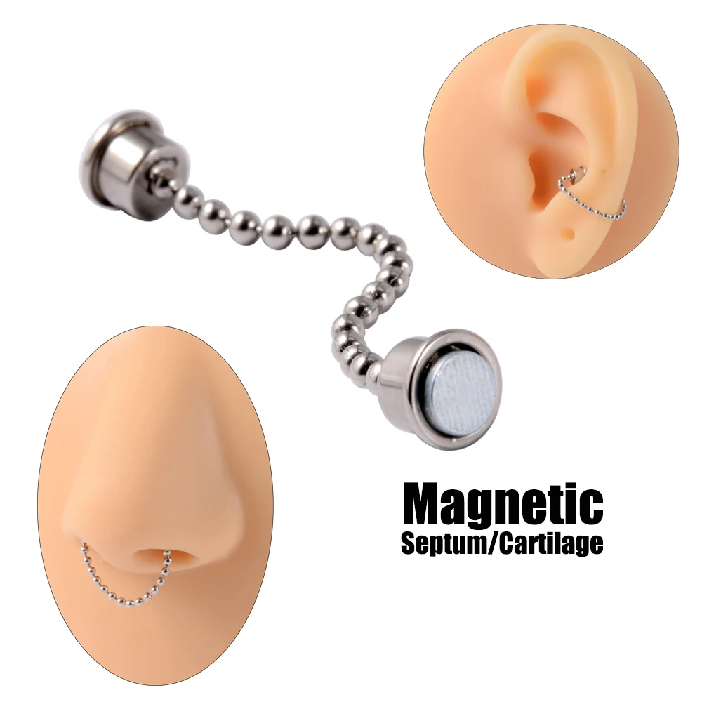 1Piece Magnetic Fake Nipple Nose Ring Septum Rock Stainless Steel Magnet Labia Earring No Need Piercing Fashion Body Jewelry view 4