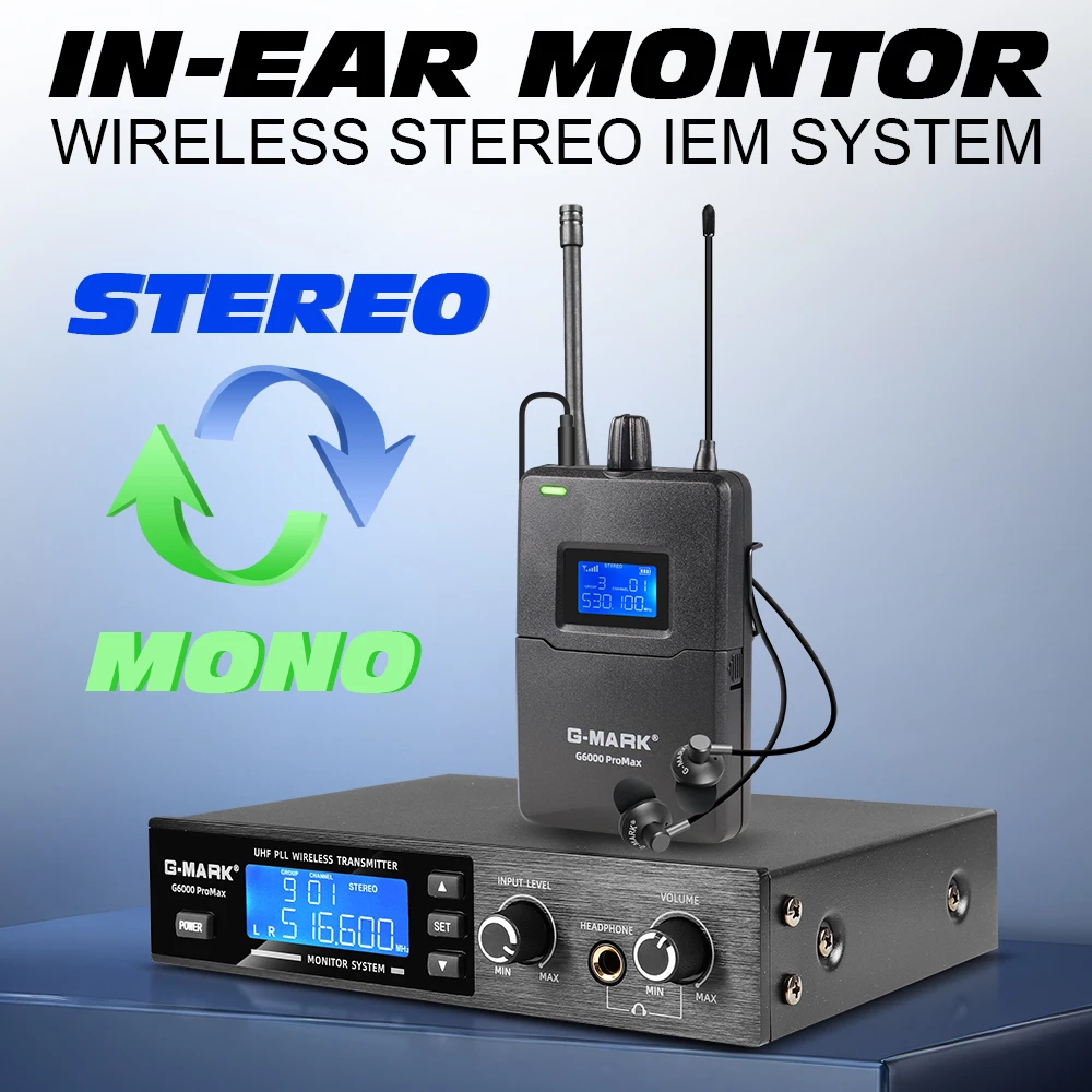 Stereo In Ear Wireless Stage Return G-MARK G6000ProMax UHF F