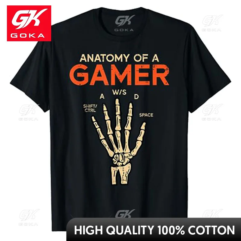 Anatomy of A Gamer Skeleton Hand Funny Men Boys Kids Teens T-Shirt Halloween Costume Gifts Gothic Style PC Gaming Lover Apparel