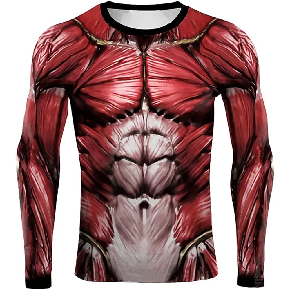 

Halloween Muscle Simulation 3D Print T-shirt funny Men's Bodybuilding cosplay Tops Carnival Party Hip-hop Long-sleeved T-Shirts