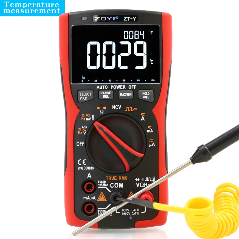 Imagem -03 - Zoyi-zt-y Multifuncional Multímetro Digital para Eletricistas Notificação Automática Vfc Frequency Conversion Measurement